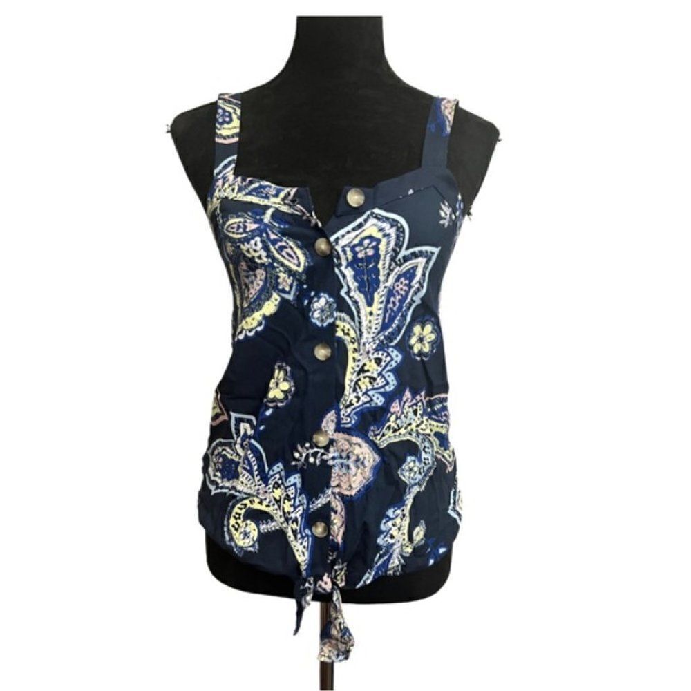 Reitman's Linen Blend Sleeveless Top Navy
